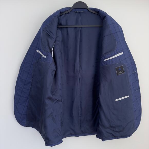 David Donahue Sport Coat Mens 44L Blue Plaid Connor Wool Dinner Jacket Yacht - Picture 5 of 13